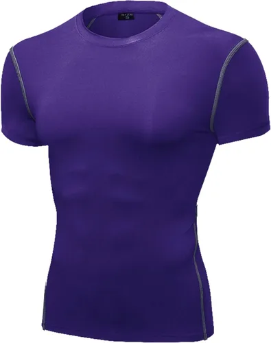 Vista 11 de SPVISE Compression Shirt Men Short Sleeve Workout Tops Spandex Baselayer 232-negro