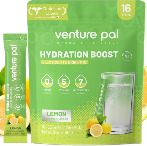 Vista 11 de Venture Pal Paquetes de electrolitos en polvo sin azúcar, mezcla de bebida para hidratación rápida y recuperación de fiestas, 5 vitaminas y 7
