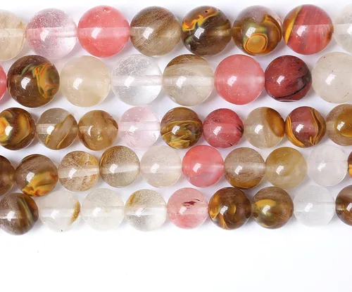 Vista 99 de 100 cuentas de piedra multicolor natural de 0.236 pulgadas (0.236 in), cuentas espaciadoras sueltas redondas para hacer pulseras, collares, aretes