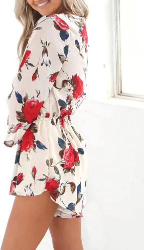 Vista 3 de Relipop - Mameluco tipo romper de manga larga con estampado floral para mujer