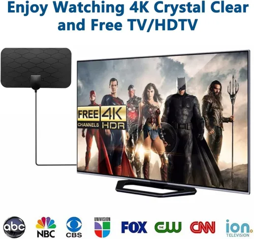 Vista 2 de Antena de TV Interior Antena Digital, Antena de TV Portátil para Canales Locales, Recepción de 360°, Compatible con Televisión Inteligente 4K 1080p