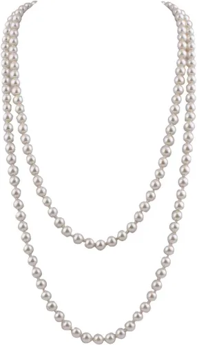 Vista 13 de modernas perlas de imitación de vidrio de lujo para mujer, collar de perlas largo hecho a mano para fiestas de 55" Negro