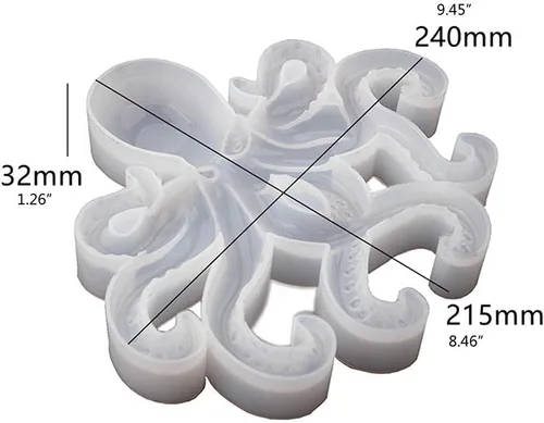 Vista 2 de Molde de resina de pulpo, Gasusen 3D de animales marinos grandes, pulpo, moldes de silicona para fundición de resina epoxi, adornos colgantes