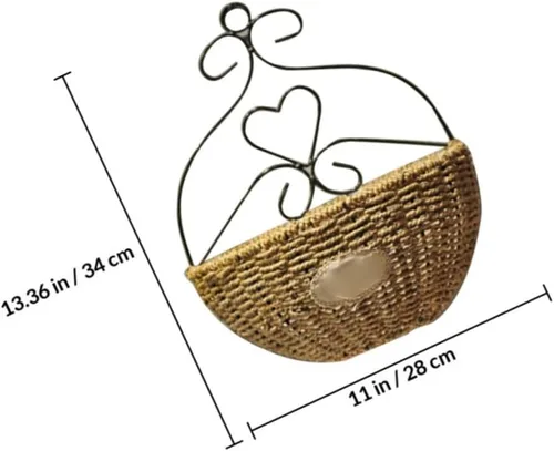 Vista 2 de Hemoton Maceta colgante tejida hecha a mano para montaje en pared, de 13.38 x 11.02 x 5.90 pulgadas, con forro impermeable para decoración