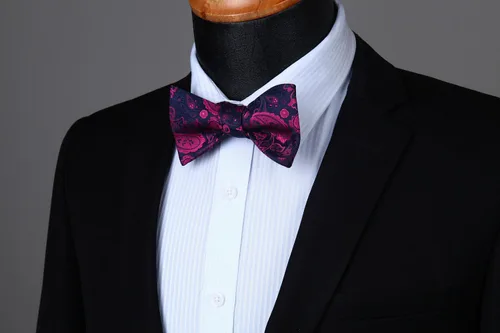 Vista 27 de HISDERN Pajaritas para hombre, corbatín de cachemira para hombre, corbata de lazo y bolsillo cuadrado, juego formal de esmoquin para boda