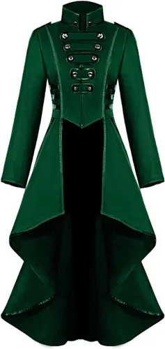 Vista 10 de SIAEAMRG Renaissance Steampunk Tailcoat Halloween Costumes for Women, Victorian Medieval Pirate Vampire Gothic Jackets