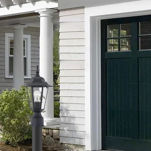 Vista 8 de WISBEAM Luz de poste para exteriores, linterna de poste, base E26 de 60 W máximo, carcasa de aluminio más vidrio, clasificación de ubicación húmeda
