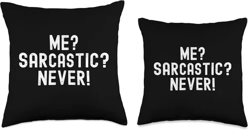 Vista 3 de Me? Sarcastic? Never! Sarcastic Apparel Co. Me Sarcastic Never Funny Sarcasm Witty Joke Dry Humor - Almohada de 16 x 16 pulgadas, multicolor