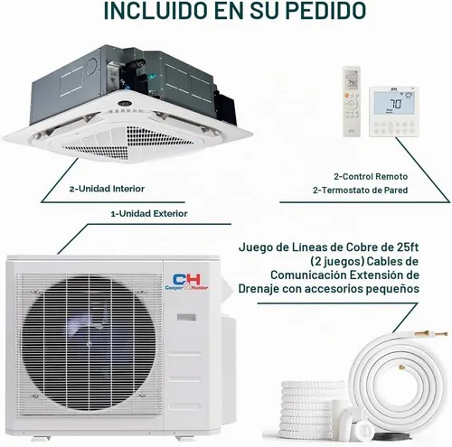 Vista 2 de Cooper & Hunter Casete de techo de 2 zonas de 28,000 BTU Mini Split, 25