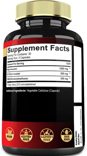 Vista 7 de Mecisco Suplemento de mio-inositol y D-Chiro inositol 3 en 1 con DIM - 90 cápsulas - 30 días