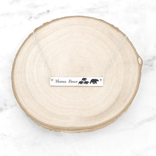 Vista 3 de Collar de mamá oso - Collar de barra con diseño de oso mamá