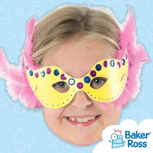 Vista 4 de Baker Ross Kit de 12 máscaras de carnaval para niños para decorar, surtido, blanco