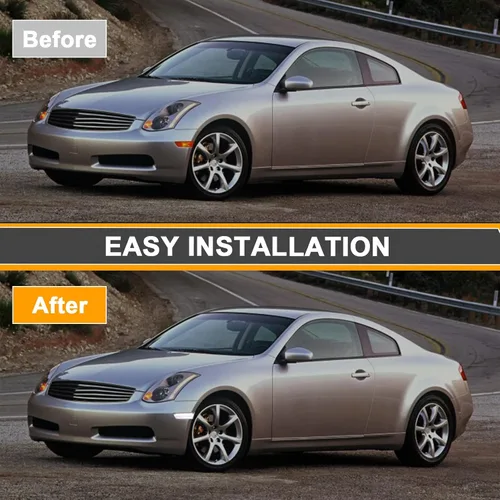 Vista 4 de luces direccionales laterales LED compatibles con G35 2D Coupé 2003-2007 / para Skyline V35 Coupé 2002-2007, lámparas de luces direccionales Luces
