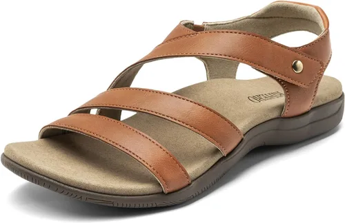 Vista 10 de Rihero Sandalias ortopédicas con soporte de arco para mujer, cómodas sandalias planas ortopédicas ajustables e informales