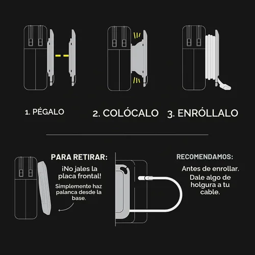 Vista 8 de Fuse Reel The Side Kick Organizador de Cables Plegable con Adaptador de Ángulo Recto USB-C Compatible con Cables de Carga de MacBook y PC y Gestión