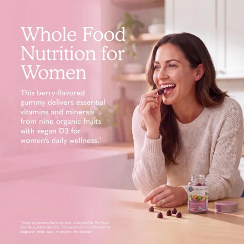Vista 2 de Vitamina blanda para mujeres de Garden of Life, multivitamínico para las mujeres de Mykind Organics, 120 pastillas con frutas orgánicas
