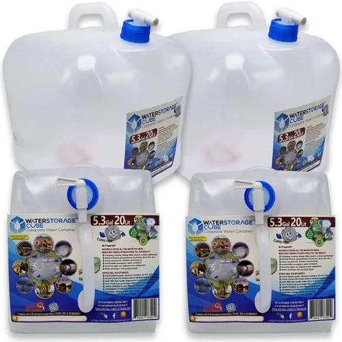 Vista 10 de WaterStorageCube Contenedor de agua plegable sin BPA con grifo, recipiente para llevar agua de grado alimenticio para camping al aire libre