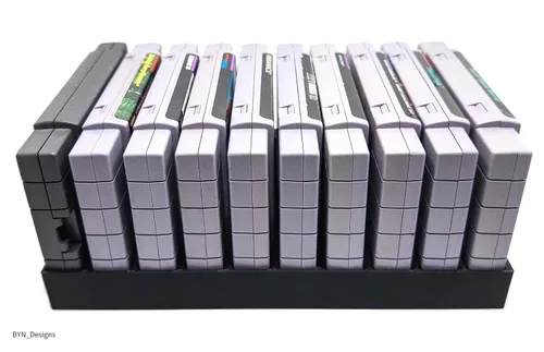 Vista 3 de Game Cartridge Holder for Super Nintendo Games - Holds Up To 10 Games - SNES Display Tray