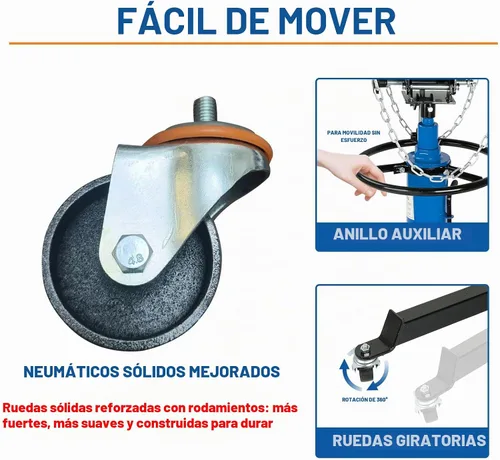 Vista 5 de gato de transmisión de 1600 lb, gato telescópico hidráulico de elevación alta, telescópico de 2 etapas ajustable con pedal de pie y ruedas Azul