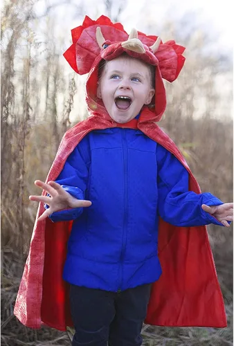 Vista 6 de Disfraz de dragón para niños y niñas capa de dinosaurio capa con capucha para Halloween disfraz de fiesta temática