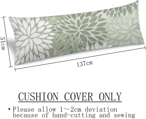 Vista 3 de Funda de almohada corporal verde salvia, funda de almohada larga floral de primavera con cremallera, funda de almohada decorativa suave, funda