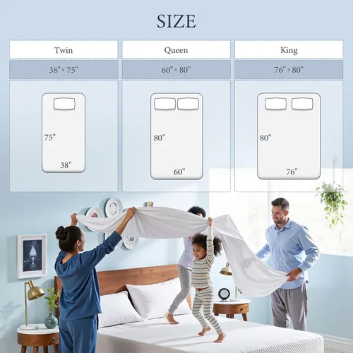 Vista 7 de Protector de colchón impermeable tamaño Queen, funda de cama de bolsillo elástico profundo, lavable a máquina, suave, transpirable, sin ruido