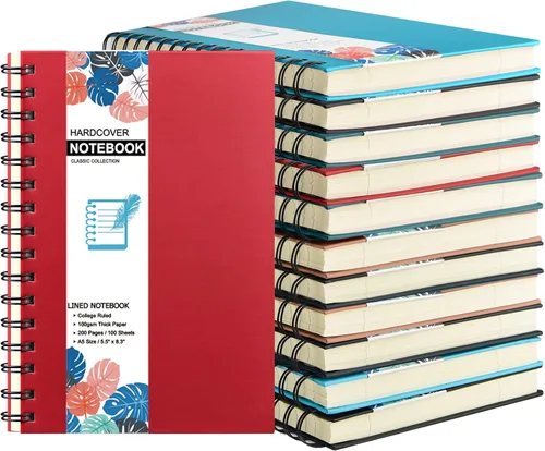 Vista 8 de Paquete de 6 cuadernos de tapa dura A5 en espiral, cuadernos con rayas universitarias, diario colorido, agenda a granel, planificador de viajes