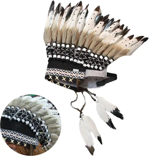 Vista 6 de Chief Indian Hat - Tocado decorativo de plumas para espectáculo de Halloween