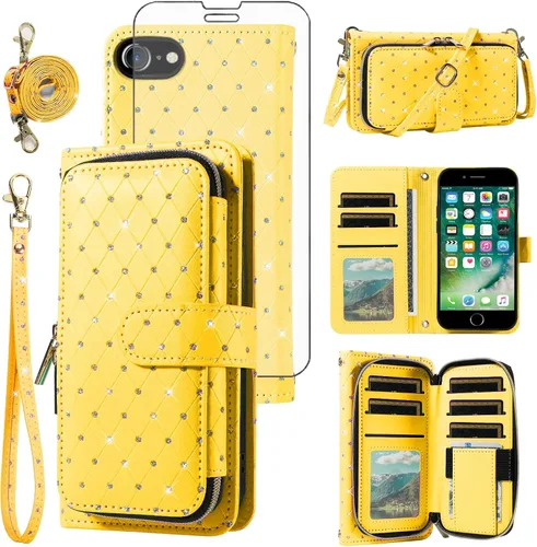 Vista 154 de Funda para teléfono iPhone 6 6S con cremallera y protector de pantalla con protector de pantalla, correa de cordón cruzado, ranura para iPhone 6 Six