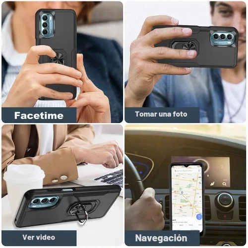 Vista 6 de HNHYGETE Funda para Moto G Stylus 5G 2022, con protector de pantalla, a prueba de golpes, grado militar, resistente, con función atril de anillo