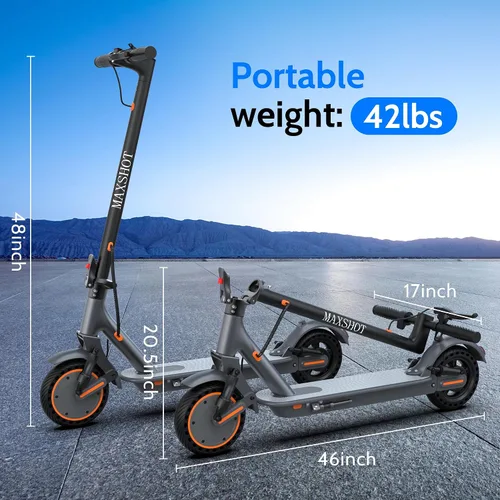 Vista 5 de Maxshot Electric Scooter, 350W/500W Powerful Motor, 19-22 MPH Max Speed, 15-28 Miles Range, Foldable escooter with Dual Braking Systems, Smart APP