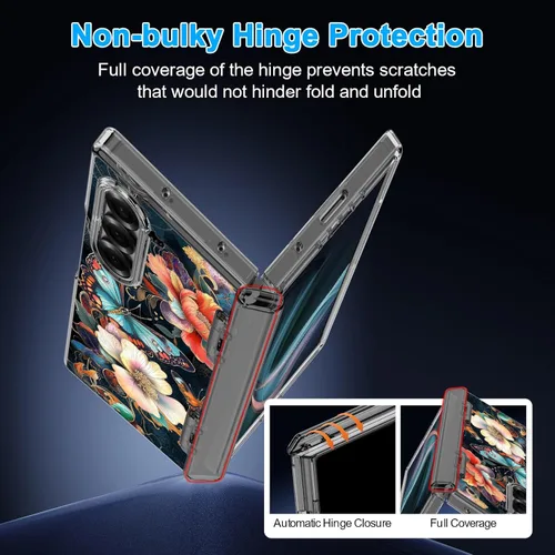 Vista 3 de Hekodonk Funda para Galaxy Z Fold 6, compatible con MagSafe, brilla en la oscuridad, protector de pantalla frontal, soporte, protección de bisagra