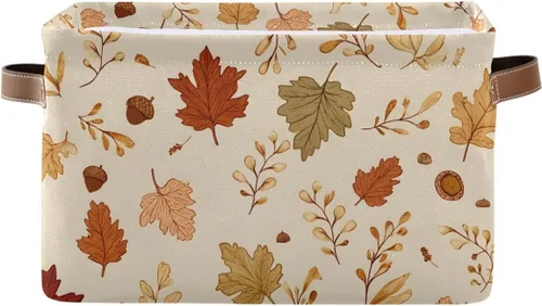 Vista 14 de Cesta de almacenamiento sin costuras de Halloween, bolsa organizadora plegable de tela de calabaza amarilla con asas, 15 x 11 x 9.5 pulgadas