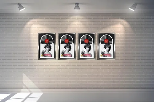 Vista 5 de Creative Picture Frames Marco para discos de Jukebox de 16 x 24 pulgadas con acabado de acero inoxidable de 12 pulgadas con doble paspartú blanco