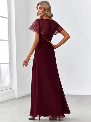 Vista 2 de Ever-Pretty Vestido de noche de fiesta maxi bordado con ilusión de novia para mujer 7706