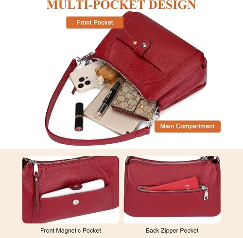 Vista 5 de Over Earth Genuine Leather Small Hobo Crossbody Bags for Women Shoulder Purses and Handbags