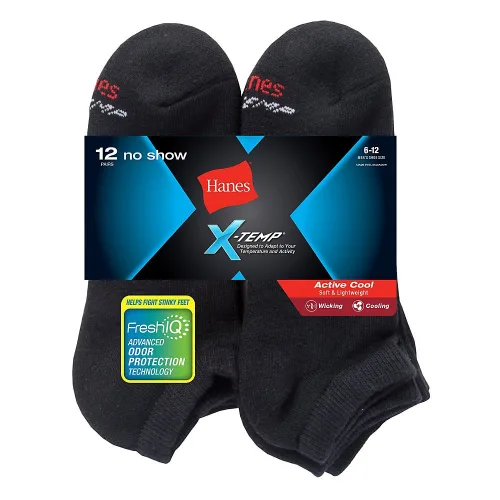 Vista 2 de Hanes Calcetines FreshIQ X-Temp Active Cool No-Show para hombre, paquete de 12