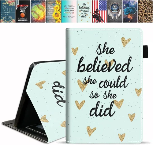 Vista 10 de Funda para tablet Amazon Fire HD 10 de 10.1 pulgadas (9ª/7ª generación, versión 2019/2017) – Funda de piel sintética con soporte para tarjeta