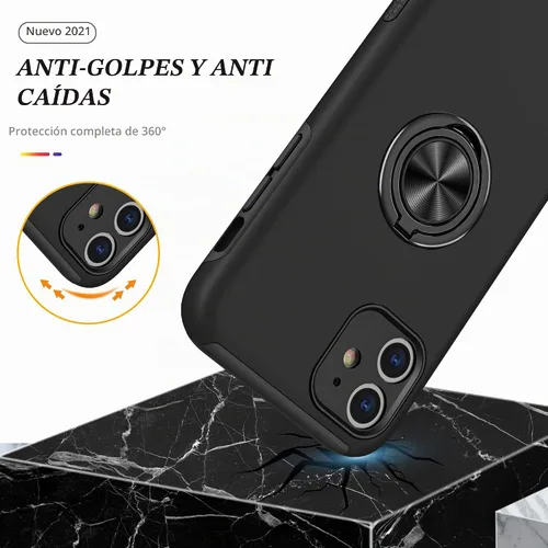 Vista 3 de Funda compatible con iPhone 11 con protector de pantalla de vidrio templado, funda para iPhone 11 negra para hombre, funda protectora delgada 2 en 1