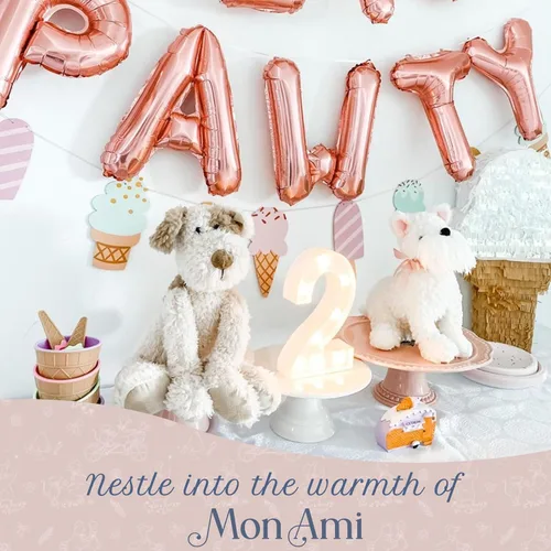 Vista 4 de MON AMI Bogart - Peluche de cachorro lanudo de 18 pulgadas, peluche suave y tierno con patas largas y pies flexibles, adorable animal de peluche