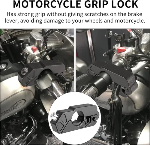 Vista 5 de Enmja Cerradura de agarre de motocicleta resistente, cerradura antirrobo para motocicletas, scooters, ciclomotores, cuatrimotos, motos todoterreno