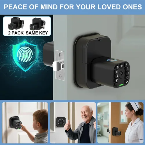 Vista 4 de IU53 Cerradura de puerta con huellas dactilares y teclado de doble cara, biométrica para todo clima, completamente impermeable con códigos de doble