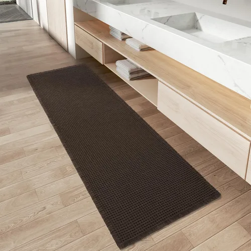 Vista 11 de AMOAMI Tapete de baño mejorado con diseño de gofre, súper absorbente, antideslizante, para suelo de baño, lavable a máquina, con borlas, tapetes