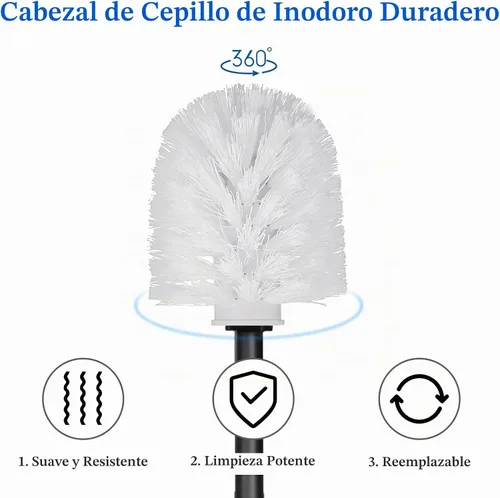 Vista 3 de Topsky Cepillo de Inodoro, Paquete de 2 Cepillos de Inodoro Compactos y Juego de Soporte, Cepillo de Barril Redondo de Plástico para Inodoro con 2