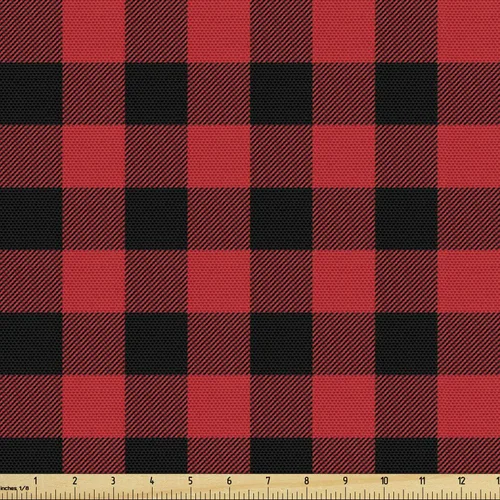 Vista 58 de Ambesonne Tela Navideña por Yarda, Tema Navideño Colorido Vivo Piñas de Pino Ramas Hombre de Jengibre Imagen de Bayas Estampada, Tela de Punto