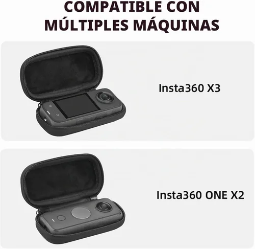 Vista 3 de BRDRC Funda de transporte para Insta360 X3, bolsa de almacenamiento portátil, funda protectora de lente, funda protectora de carcasa rígida de viaje