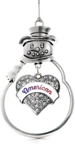 Vista 219 de Colgante de plata con diseño de Detroit con forma de corazón y muñeco de nieve con circonitas cúbicas
