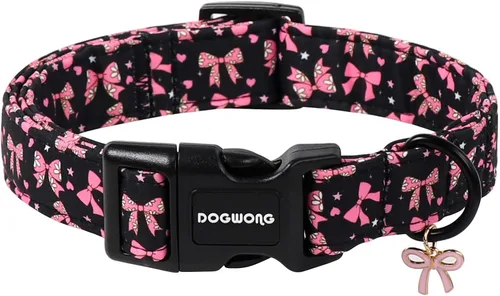 Vista 20 de DOGWONG Collar de Algodón para Perro, Collar para Perro de Cuadros Azules Resistente, Collar Suave y Duradero para Perro Macho, Lindo Collar de A