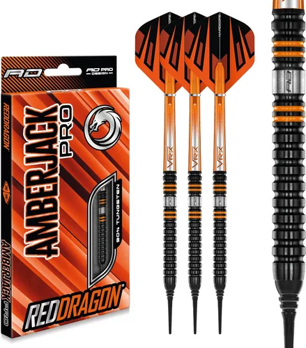Vista 8 de RED DRAGON Darts - Amberjack Javelin Pegasus Razor Edge - Professional Tungsten Soft Tip Darts - Includes Dart Flights and Shafts
