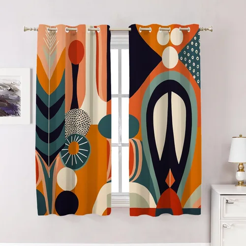 Vista 60 de Cortinas opacas de poliéster multicapa para ventanas de padre e hijo, 2 unidades, 26 x 24 pulgadas